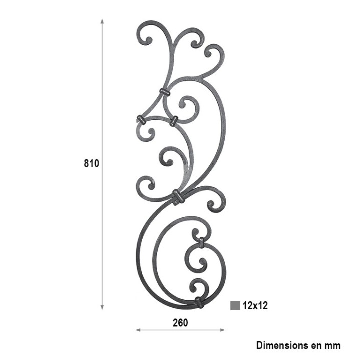 Panneau décoratif pour escaliers ou balustrades 810x260mm 12x12