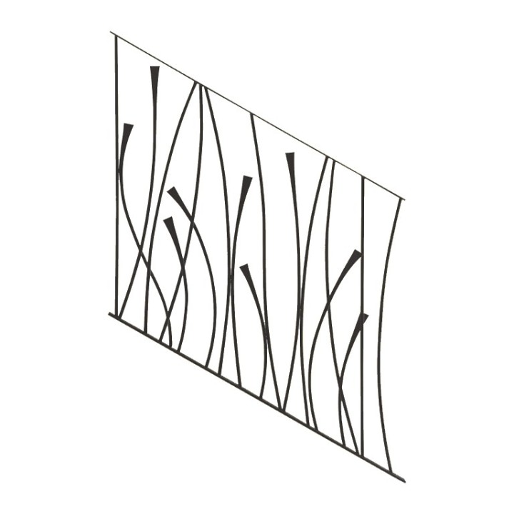 Panneau décoratif pour escaliers art déco courbes H970mm rond ø12