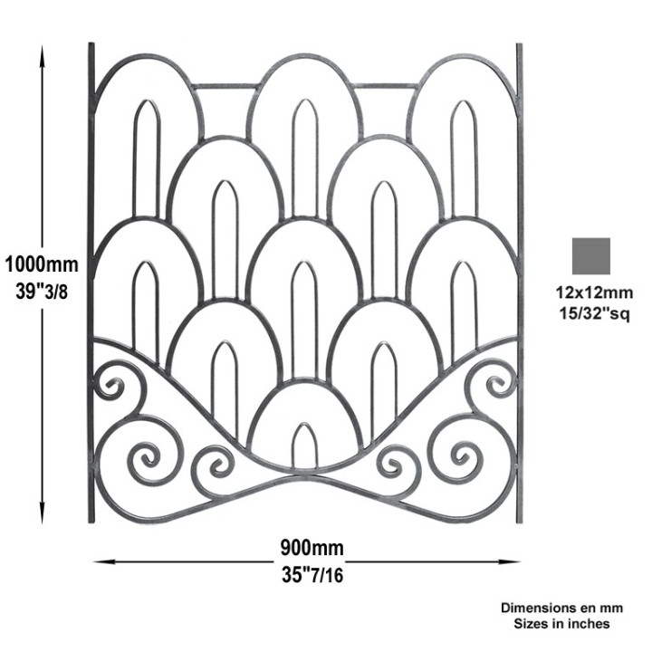 panneau décoratif art déco en carrés de 12x12mm 1000mm x 900mm