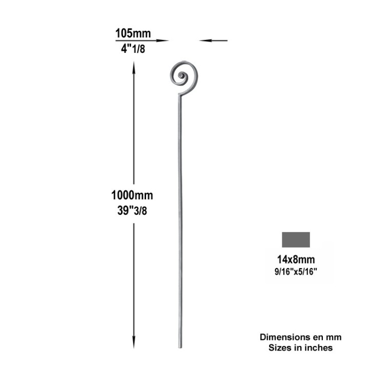 balustre de panneau décoratif art déco en 14x8mm 1000 x 105mm