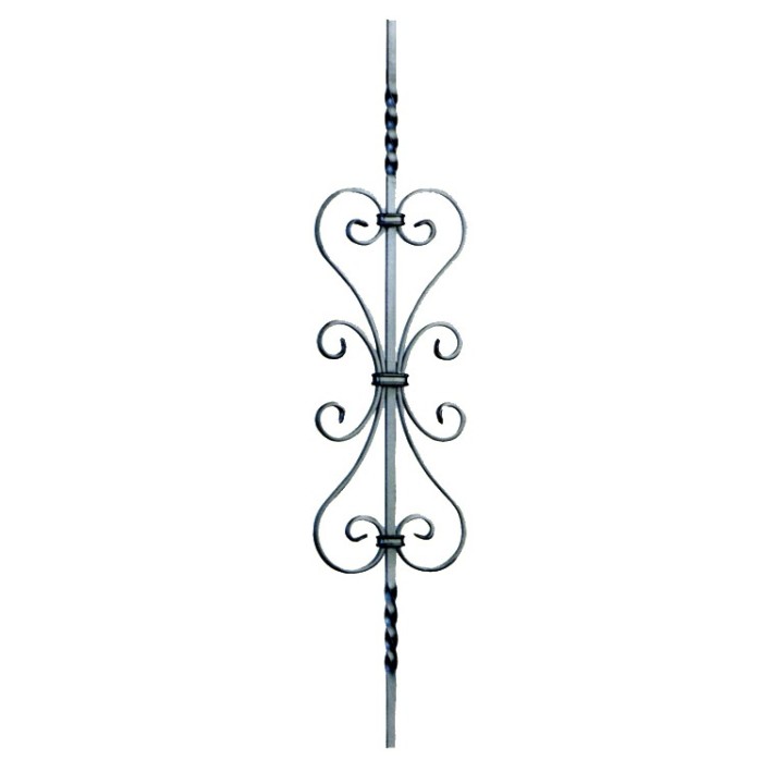 Barreau aluminium hauteur 1000mm 14x14mm avec volutes 14x5mm