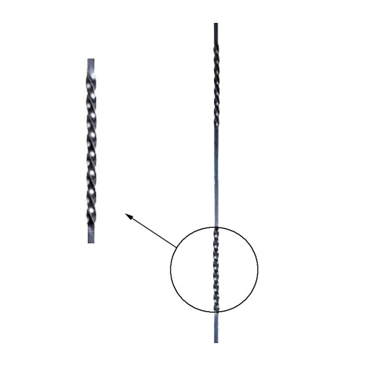 Barreau aluminium hauteur 1000mm 14x14mm 2 torsades 150mm