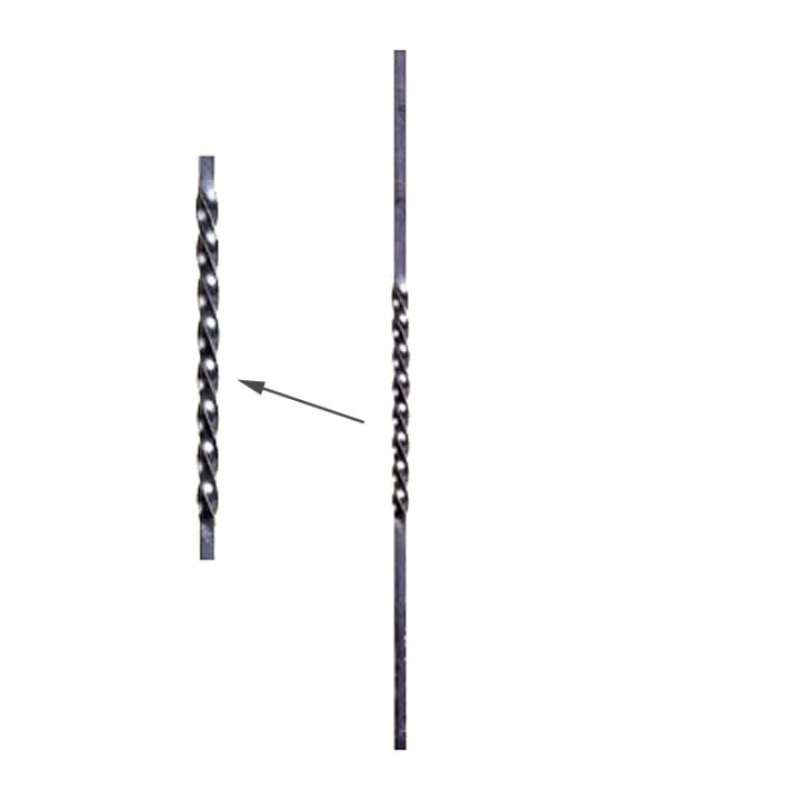 Barreau aluminium droit hauteur 1000mm 14x14mm torsadé 300mm