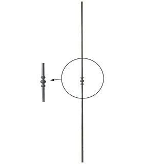 Balustre forgé droit lisse haut. 1200mm ø14mm motif hauteur 58mm