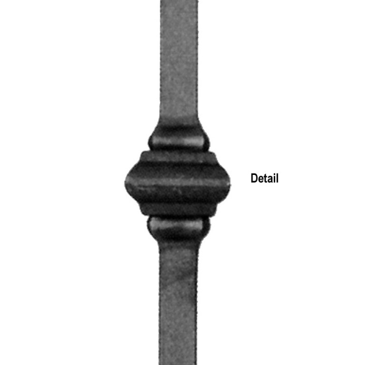 Balustre lisse forgé grenaillé haut. 1000mm 14x14mm 2 motifs 55mm
