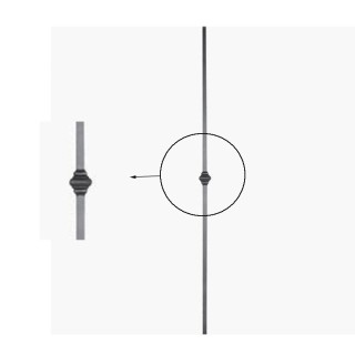 Balustre lisse forgé grenaillé haut. 1000mm 14x14mm motif 55mm