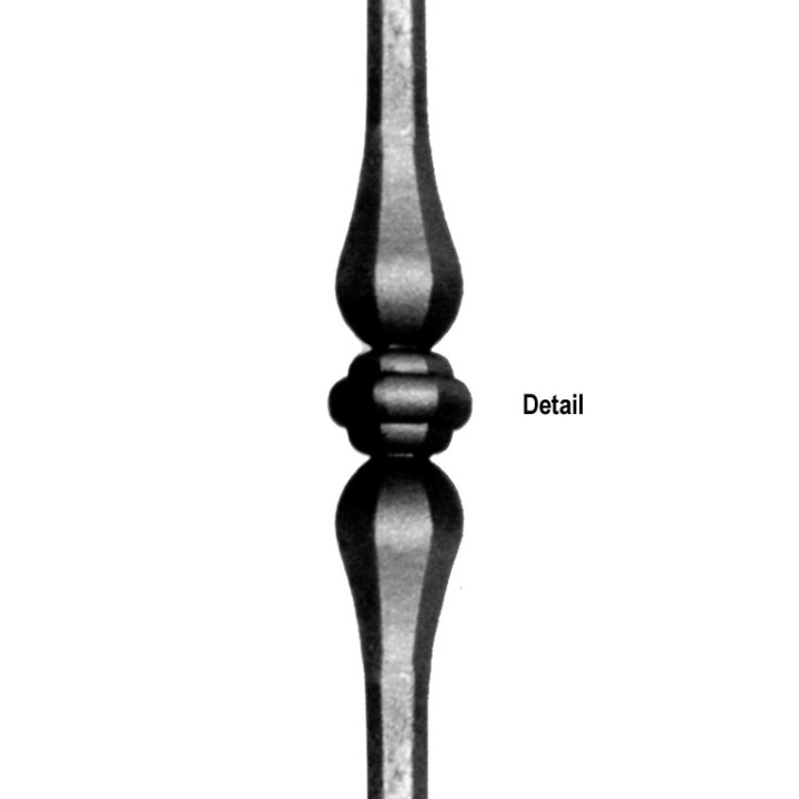 Balustre droit grenaillé facettes hauteur 1000mm ø14 motif 120mm