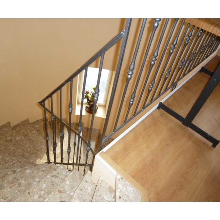 Balustre droit grenaillé facettes hauteur 1000mm ø14 motif 120mm