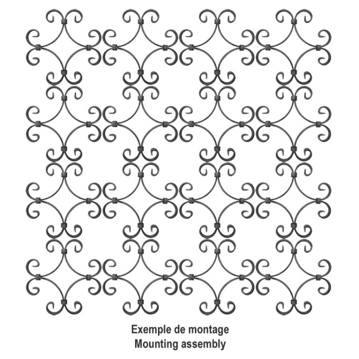 Panneau décoratif à 4 volutes assemblées hauteur 230x230mm 16x4