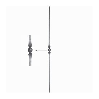 Balustre droit en acier forgé grenaillé hauteur 1000mm en 14x14mm