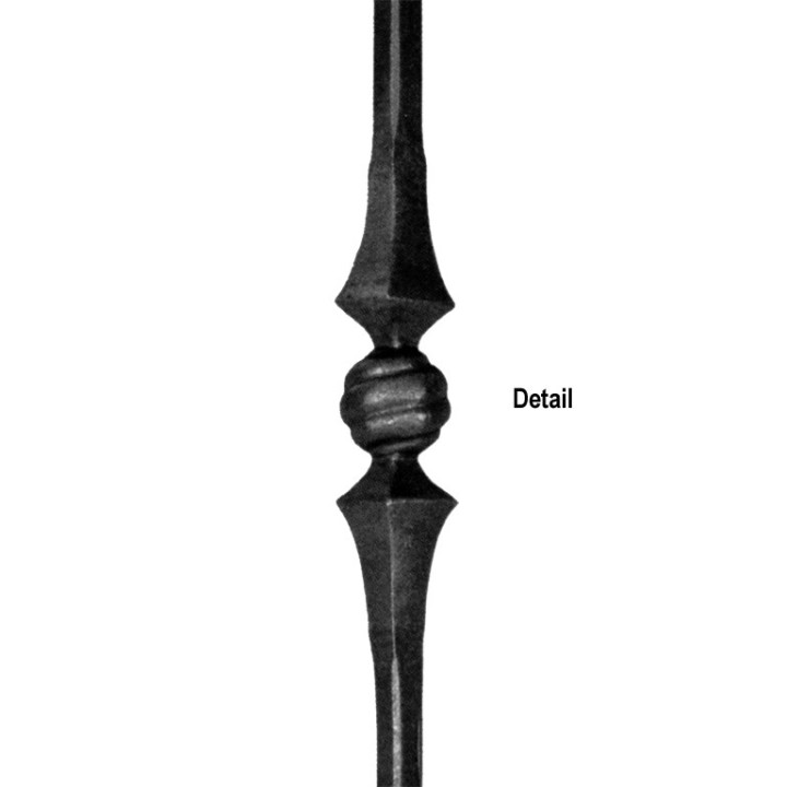 Balustre droit en acier forgé grenaillé hauteur 1000mm en 14x14mm