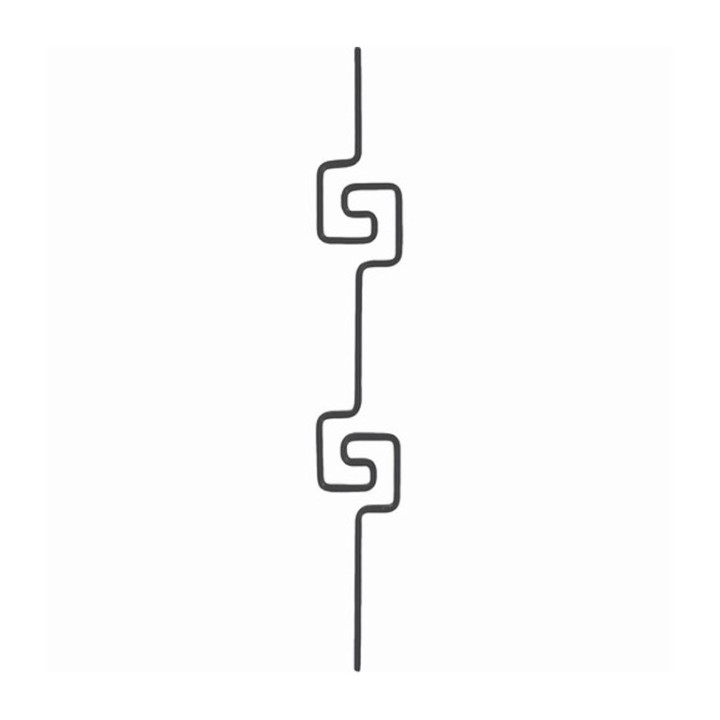 Balustre enroulement double spirale carrée hauteur 990mm Ø12mm