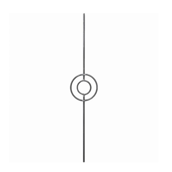 Balustre droit avec motif cercles centraux 950mm en rond ø12mm