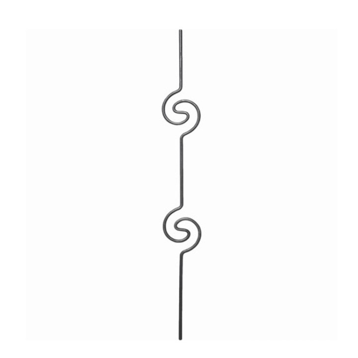 Balustre à enroulement double spirale hauteur 990mm rond Ø12mm