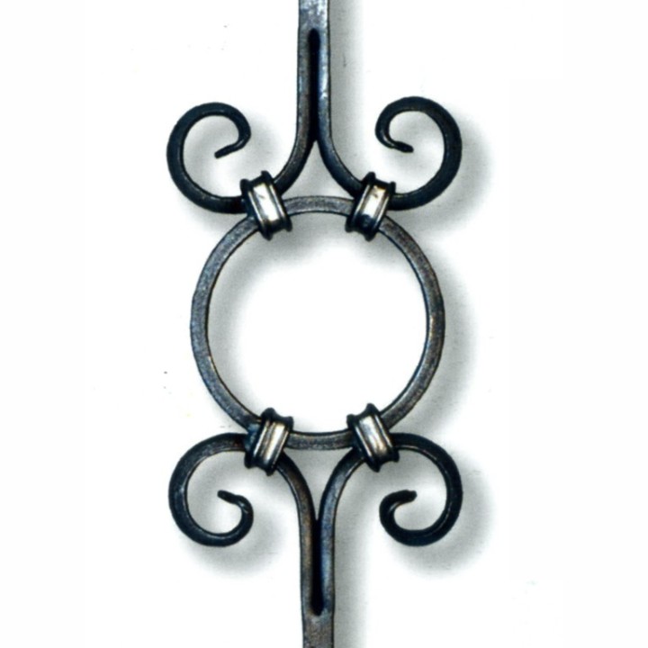 Balustre avec motif central cercle et volutes forgées 1000x130mm