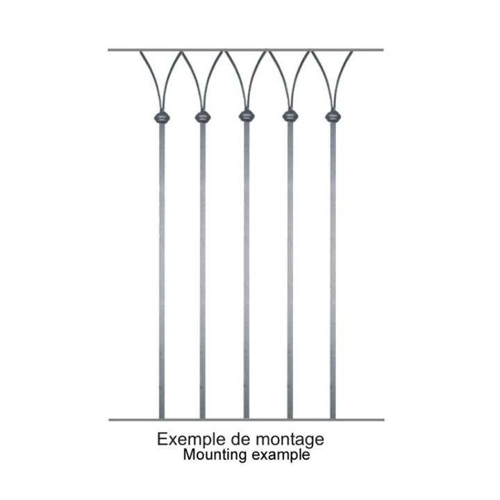 Balustre façon gothique hauteur 1400 carré 14x14mm motif 110x170