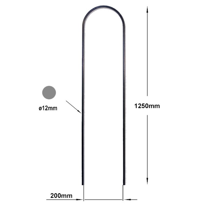 Balustre pour piscine arrondi 1250mm rond ø12mm écartement 200