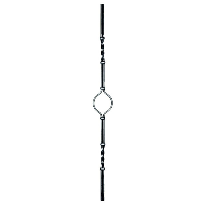 Balustre art déco lisse 1000mm 2xø10mm 2 torsades et motif central