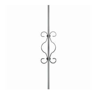 Barreau 900mm 12x12mm avec volutes bouts droit et lisses 245x122