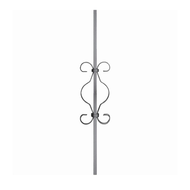 Barreau 900mm 12x12mm avec volutes bouts droit et lisses 245x122