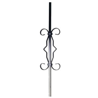 Barreau 900mm 12x12mm avec volutes bouts droit et lisses 235x125