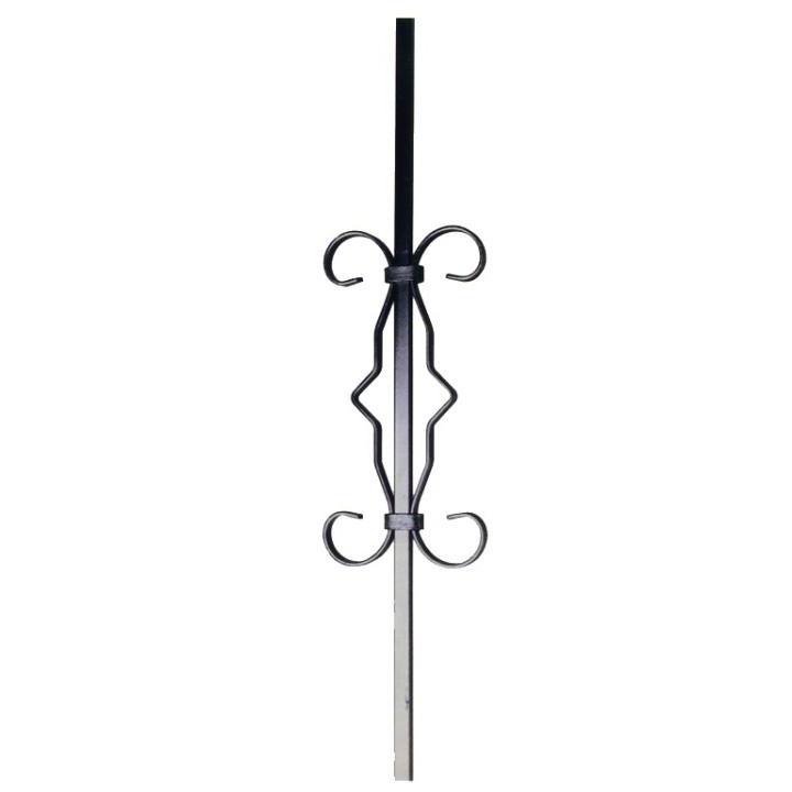 Barreau 900mm 12x12mm avec volutes bouts droit et lisses 235x125