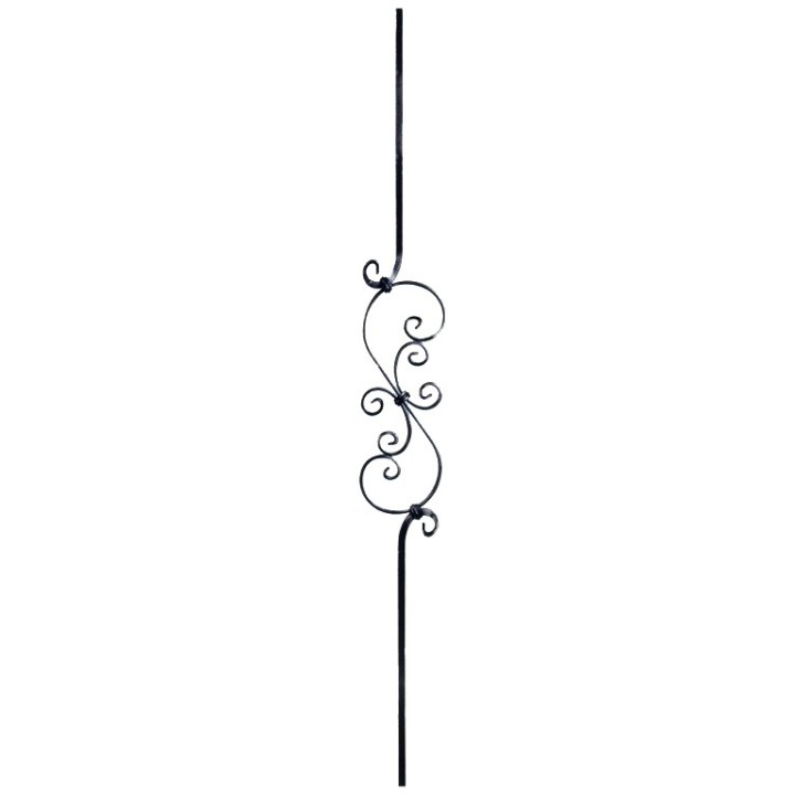 Balustre assemblé 900mmlisse avec décors volutes S+C en 12x6mm