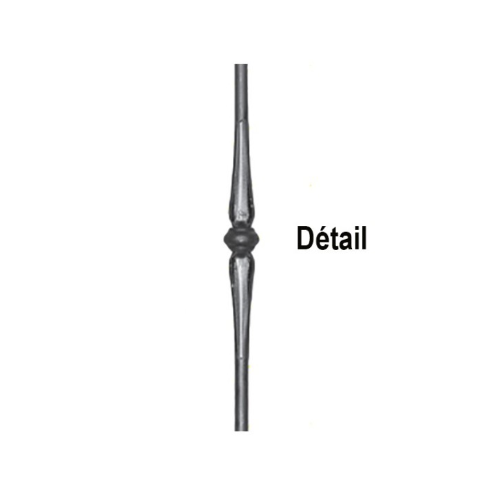 Balustre 1000mm en acier rond lisse Ø14mm, 1 motif avec bagues