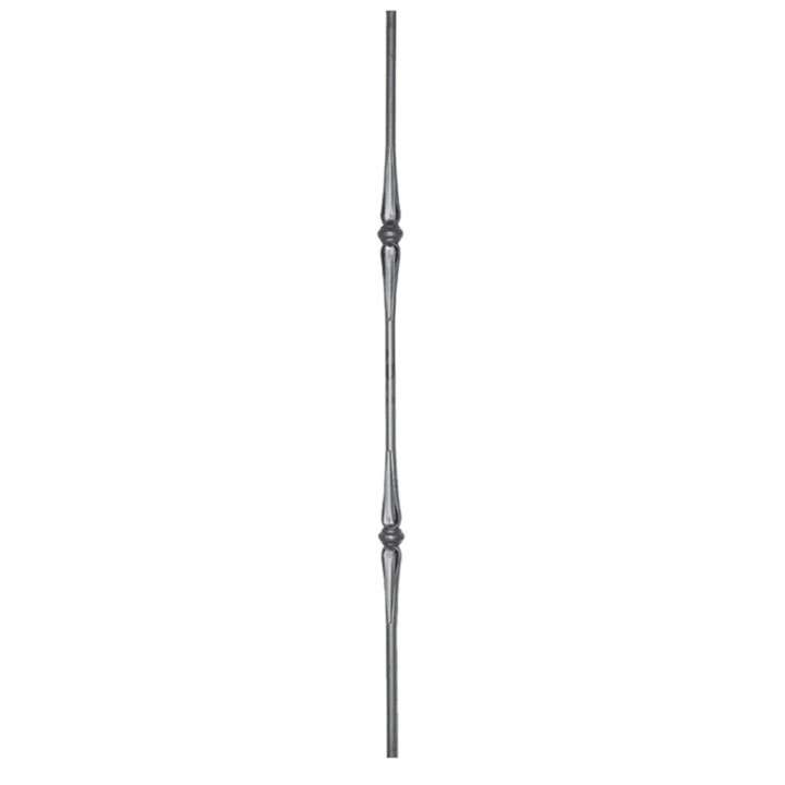 Balustre 1000mm en acier rond lisse Ø14mm, 2 motifs avec bagues