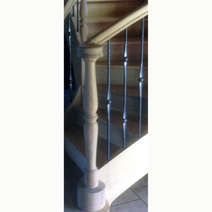 Balustre 1000mm en acier rond lisse Ø14mm, 2 motifs avec bagues