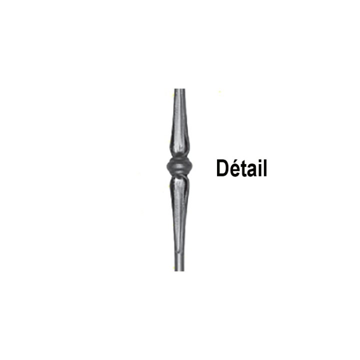 Balustre 1000mm en acier rond lisse Ø14mm, 2 motifs avec bagues