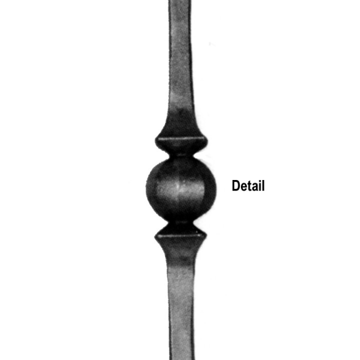 Balustre 1000mm en acier forgé martelé 4 faces et 1 motif forgé