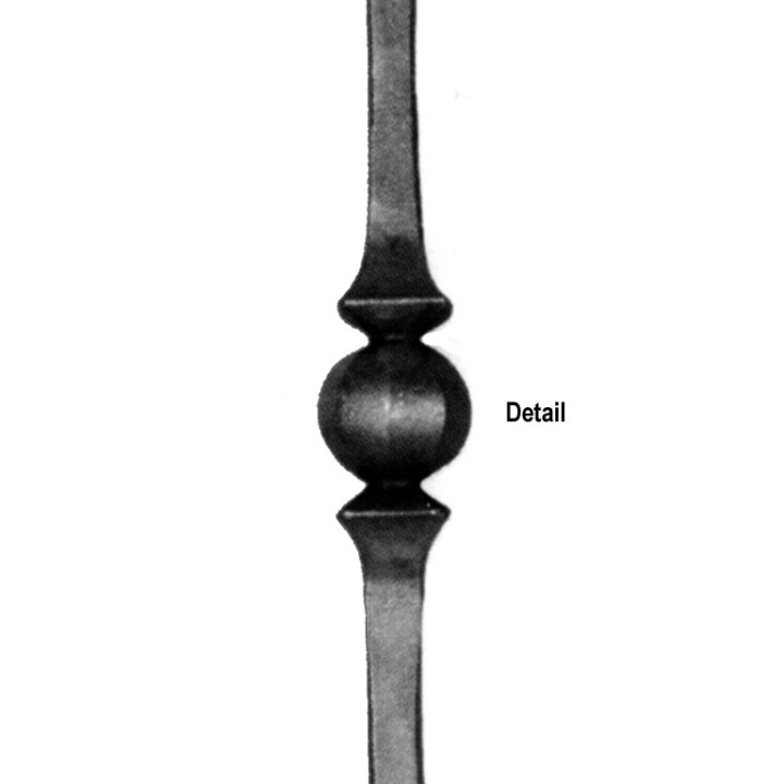 Balustre 1000mm en acier forgé martelé 4 faces et 2 motifs forgés