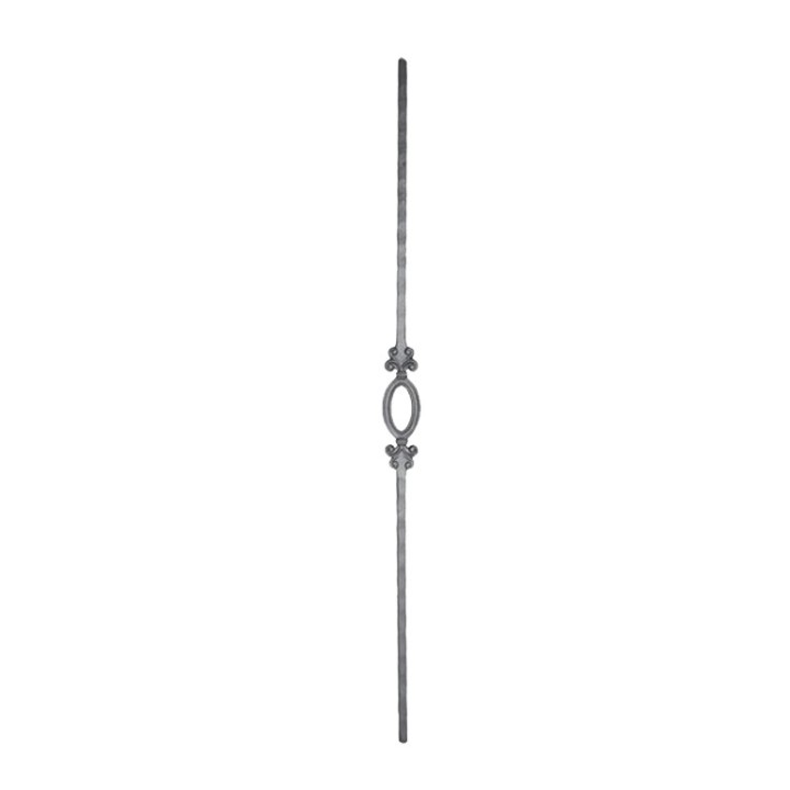 Balustre 950mm en acier forgé martelé et un motif forgé 170x55mm