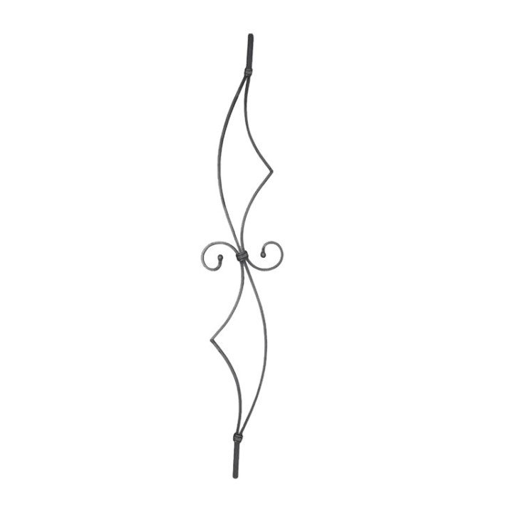 Balustre 950mm 12x12mm Art déco avec volutes 12x6mm à boules
