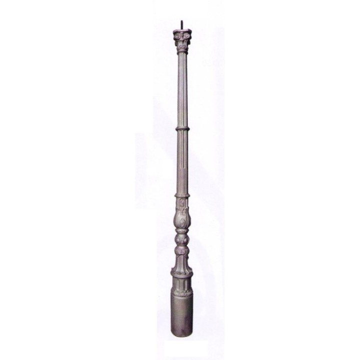 Poteau fonte hauteur 1200mm rainuré et embase Ø90mm pleine