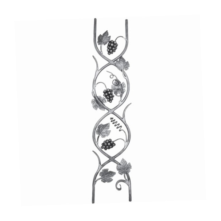 Balustre 2 barreaux feuilles de vigne et raisins 1000x215mm ø14mm