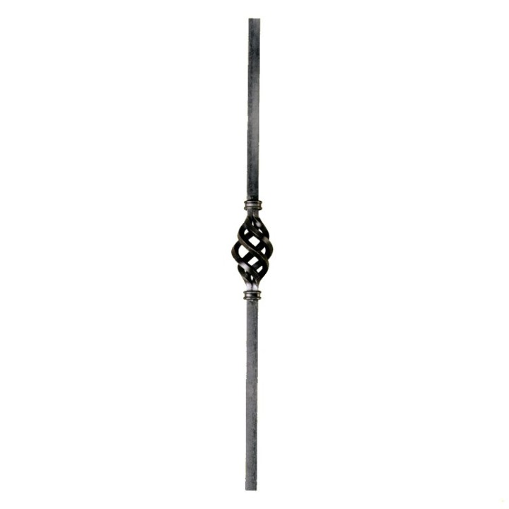 Poteau carré avec boule torsadée centrale de 180mm hauteur 1000