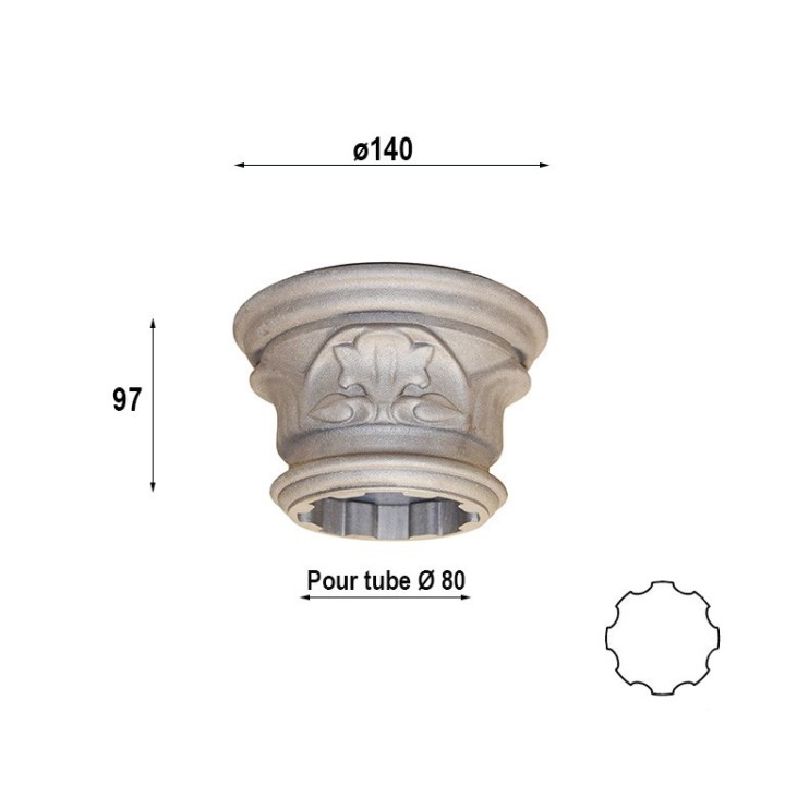 Embase florale sans plaque de poteau modulaire aluminium Ø80mm