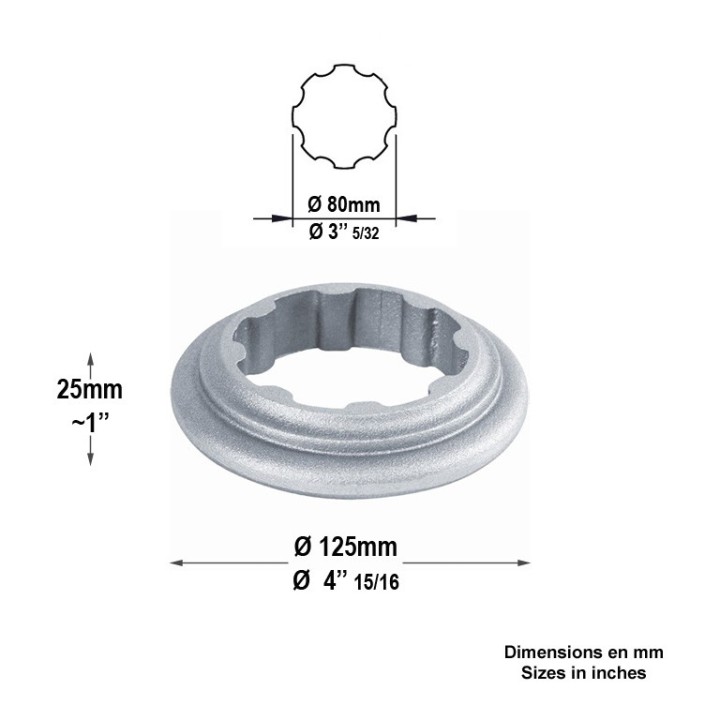 Bagues courtes archi pour tubes lisses ou cannelés Ø80 ou Ø100mm