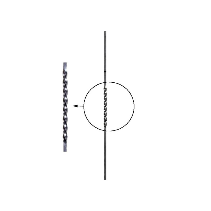Balustre, barreau en acier 12x12mm longueur 900mm une torsade