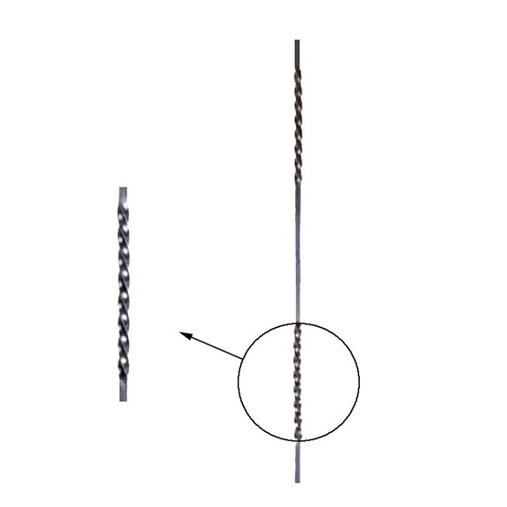 Balustres, barreaux 2 torsades acier 12x12mm longueur 900mm