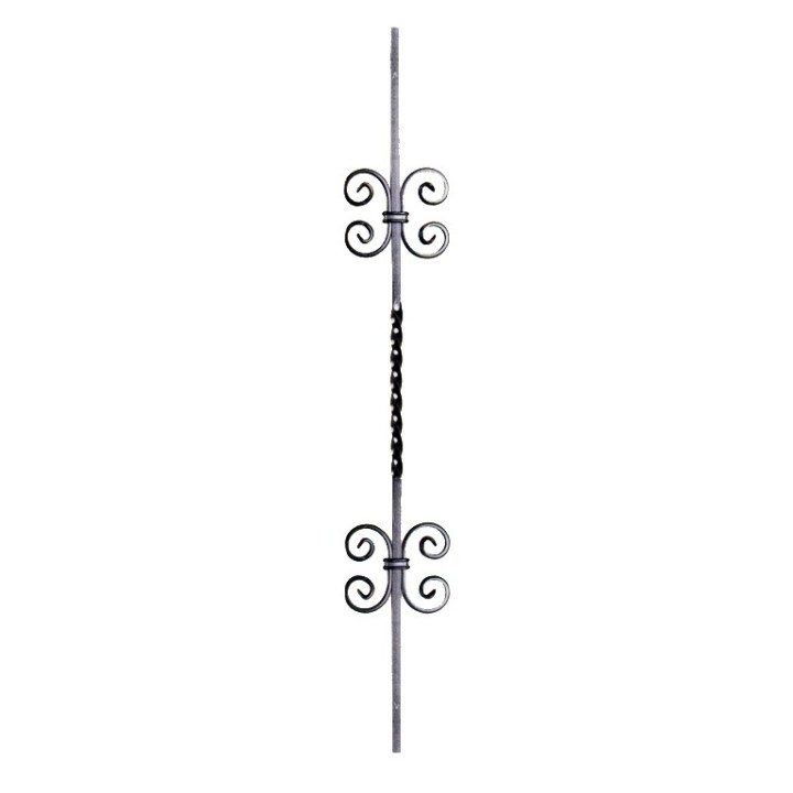 Balustres 900mm 12x12 torsadé avec deux motifs de volutes 12x6