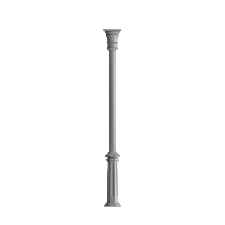 Ensemble poteau colonne fonte d'alu Ø100mm cannelée htr. 3,235m