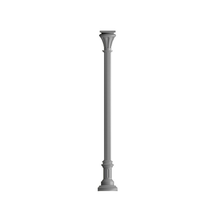 Ensemble poteau colonne Ø80mm cannelée htr. 2,735m fonte d'alu