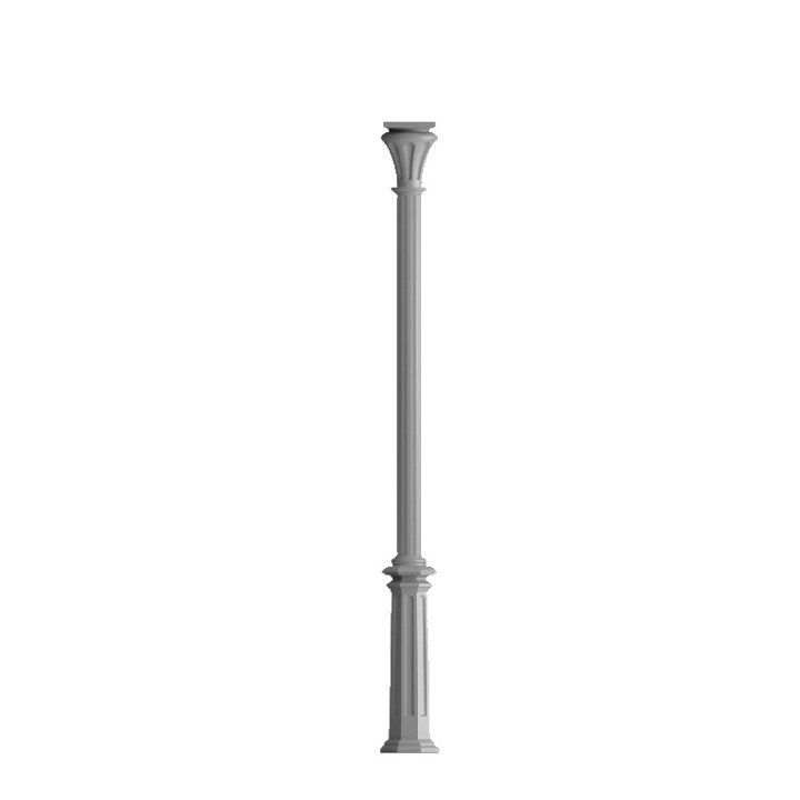 Ensemble poteau colonne htr. 2,735m fonte d'alu Ø80mm cannelée