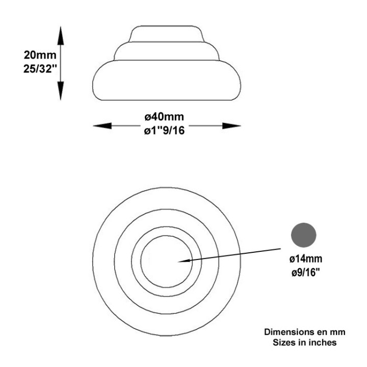Cache scellement ronds acier forgé Ø40 à 120 pour ronds Ø14 à 60mm