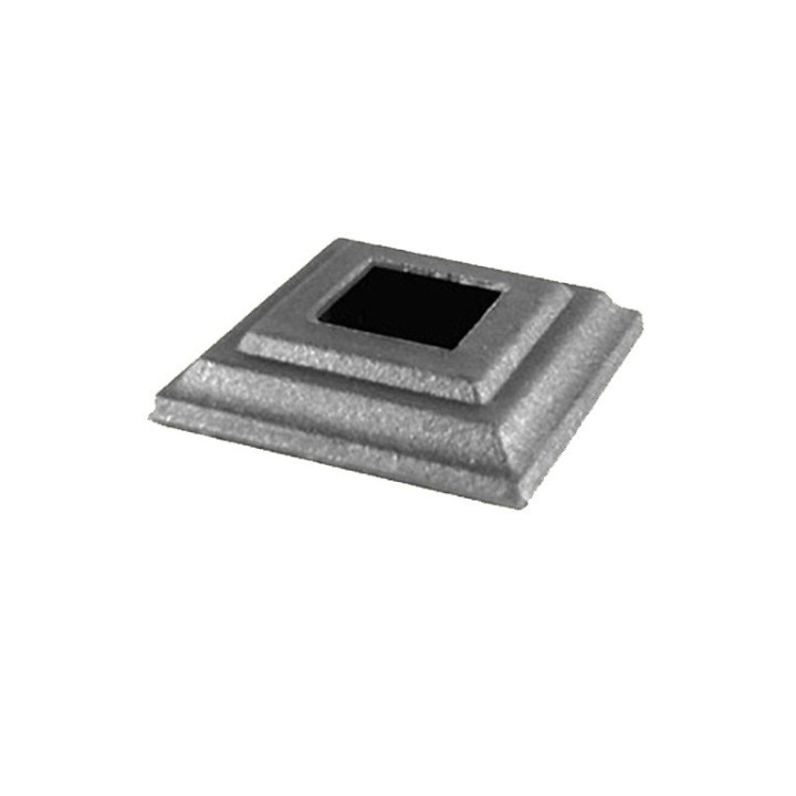 Cache scellement carré en acier forgé 50x50mm pour rond Ø16mm