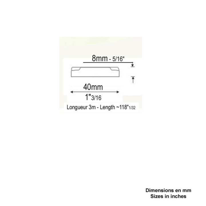 Profilé plat estampé à chaud d'un motif de mian courante 40x8mm