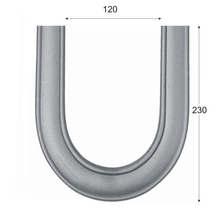 Coude cintré à 180° d'un profilé mouluré de section 40x8mm